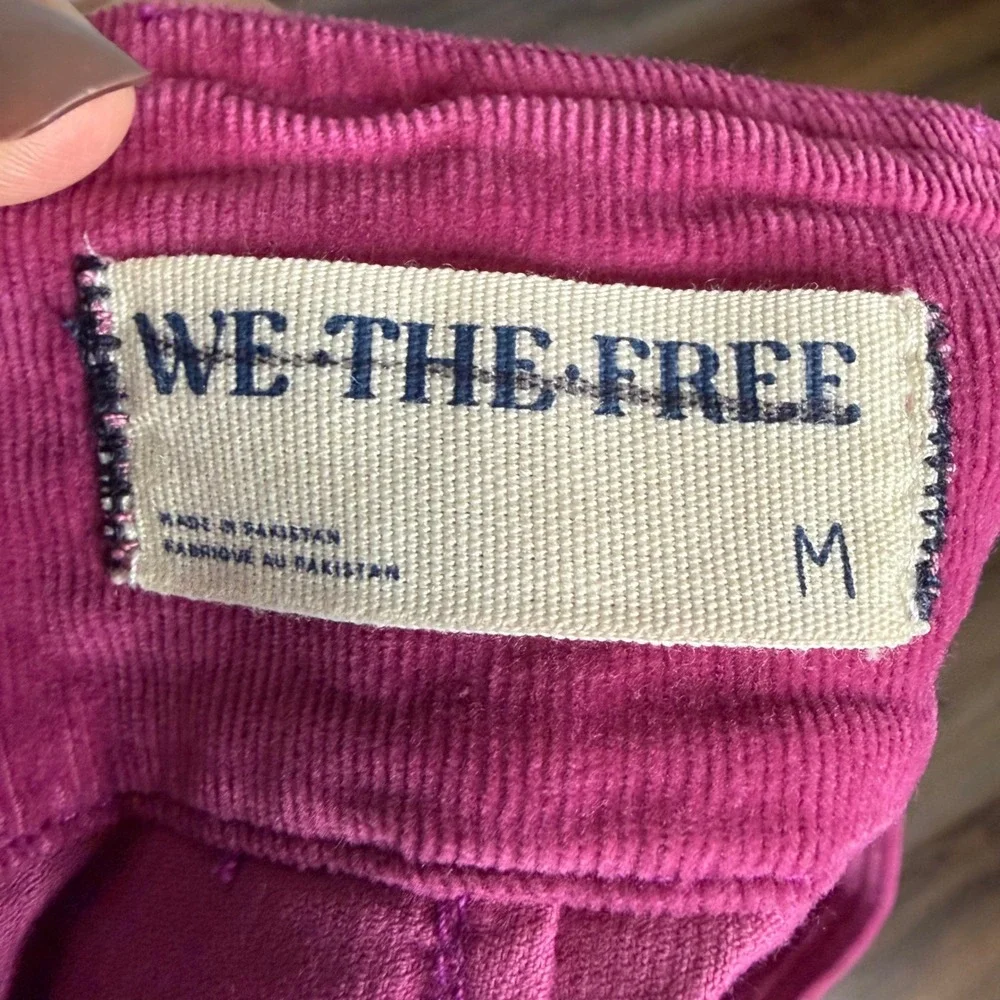 Free People We The Free Keep it Brief Shorts Med Magenta Corduroy High Waist